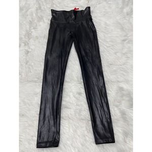 Spanx Faux Leather Moto Leggings Slimming High Rise Sz M Power Waistband